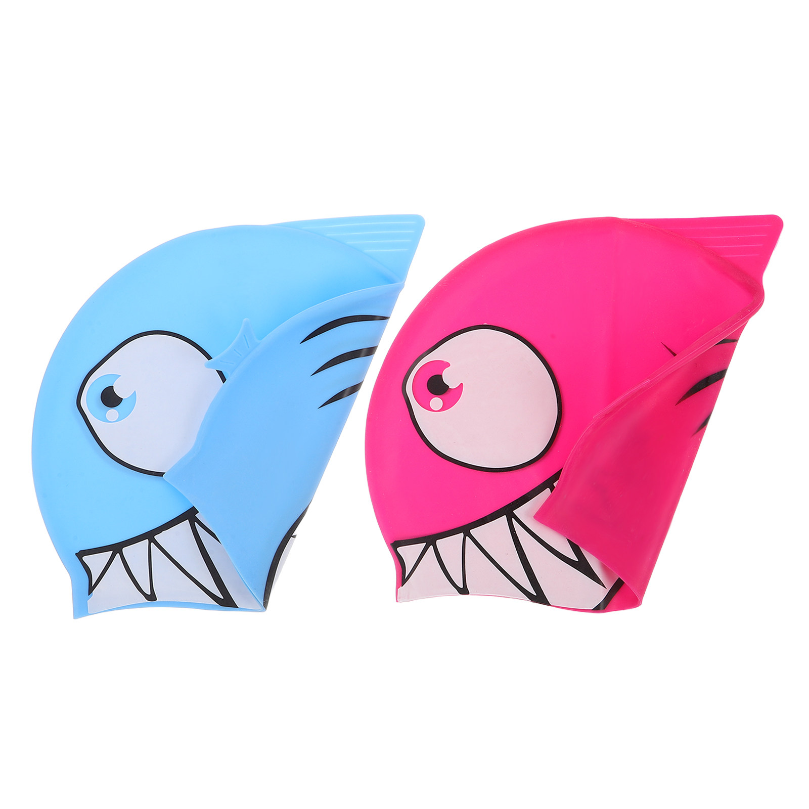 Swim Cap Silicone - 2Pcs 실리콘 수영 모자 만화 물고기