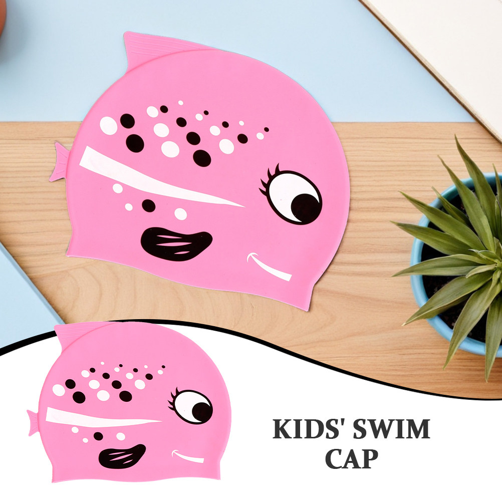 2Pcs 어린이 만화 물고기 실리콘 수영 모자 방수 편 - Swim Cap Silicone 리뷰 및 가격