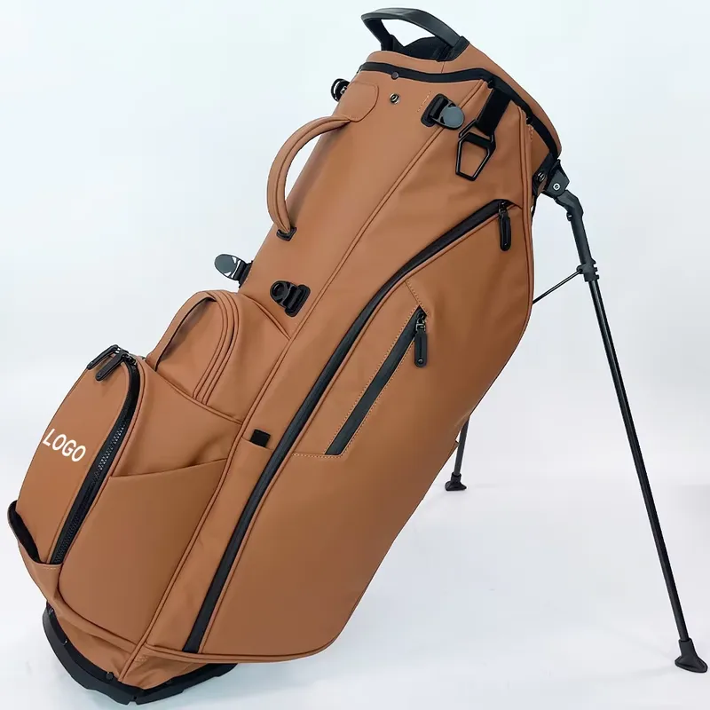 맞춤형 로고 자수 골프 스탠드 백 PU 가죽 브라운 선 - Sports Equipment Logos 리뷰 및 가격